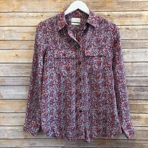 J. Crew Classic Fit Silk Floral Button Down Shirt Size 2